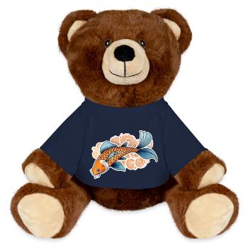 carpe koi - poisson japon - Nounours RecycelBär® marron - bleu marine - Devant