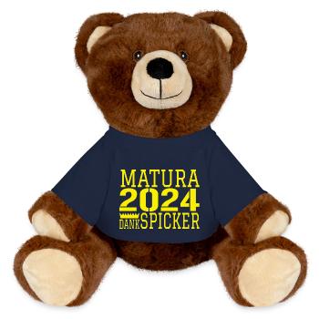Matura lustige Sprüche - MiniFeet® RecycelBär® Braun - French Navy - Vorne