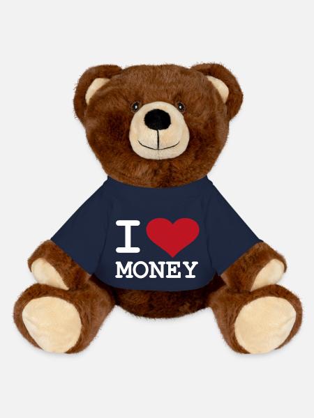 i love money white - MiniFeet® RecycelBär® Teddy Bear Brown - french navy