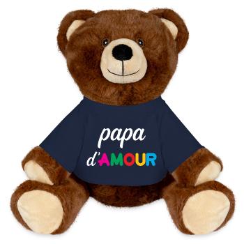 Love Daddy - Father's Day - MiniFeet® RecycelBär® Teddy Bear Brown - french navy - Front