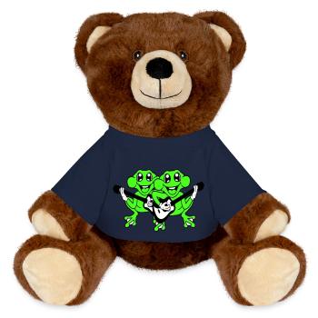 Frösche Gitarre Band Süße Zwei Frosch Freunde Team - MiniFeet® RecycelBär® Braun - French Navy - Vorne