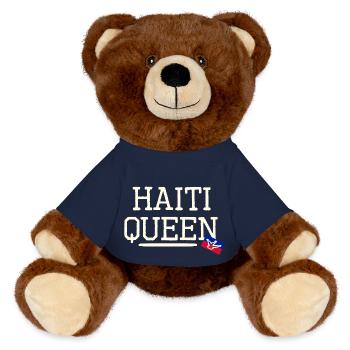 Haiti queen with funny flag - MiniFeet® RecycelBär® Teddy Bear Brown - french navy - Front