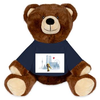 Münchner Kindl avec Munich Skyline - Nounours RecycelBär® marron - bleu marine - Devant