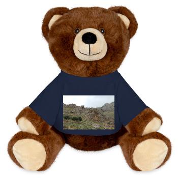 Mountain Mountains Mountain Landscape Poster - MiniFeet® RecycelBär® Teddy Bear Brown - french navy - Front