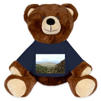 Mountain Mountains Mountain Landscape Poster - MiniFeet® RecycelBär® Teddy Bear Brown - french navy - Front