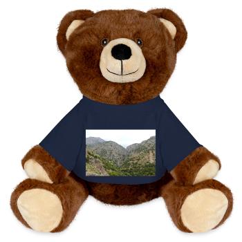 Mountain Mountains Mountain Landscape Poster - MiniFeet® RecycelBär® Teddy Bear Brown - french navy - Front