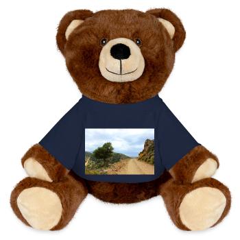 Mountain Mountains Mountain Landscape Poster - MiniFeet® RecycelBär® Teddy Bear Brown - french navy - Front