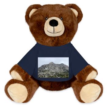 Mountain Mountains Mountain Landscape Poster - MiniFeet® RecycelBär® Teddy Bear Brown - french navy - Front