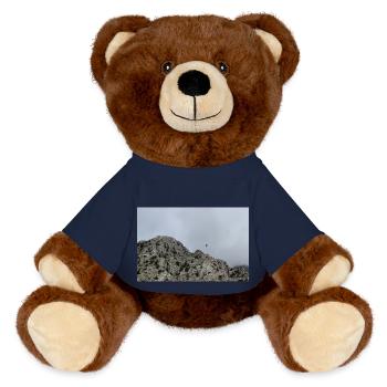 Mountain Mountains Mountain Landscape Poster - MiniFeet® RecycelBär® Teddy Bear Brown - french navy - Front