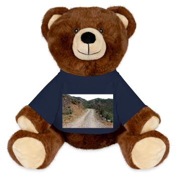 Mountain Mountains Mountain Landscape Poster - MiniFeet® RecycelBär® Teddy Bear Brown - french navy - Front