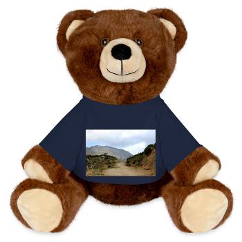 Mountain Mountains Mountain Landscape Poster - MiniFeet® RecycelBär® Teddy Bear Brown - french navy - Front