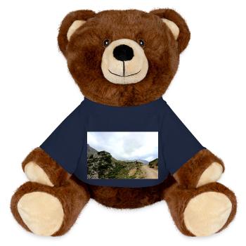 Mountain Mountains Mountain Landscape Poster - MiniFeet® RecycelBär® Teddy Bear Brown - french navy - Front