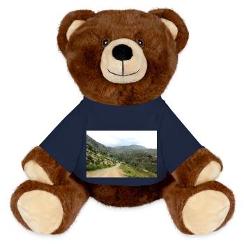 Mountain Mountains Mountain Landscape Poster - MiniFeet® RecycelBär® Teddy Bear Brown - french navy - Front