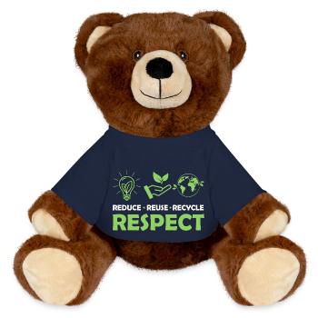 Reduce Reuse Recycle Respect Planet Environmental - MiniFeet® RecycelBär® Teddy Bear Brown - french navy - Front