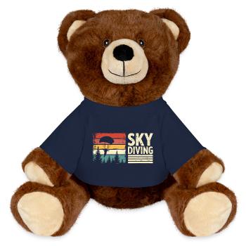 Skydiving Vintage Retro Sunset - MiniFeet® RecycelBär® Teddy Bear Brown - french navy - Front