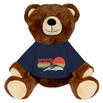 New Zealand Kaikoura Black Dolphin - MiniFeet® RecycelBär® Teddy Bear Brown - french navy - Front