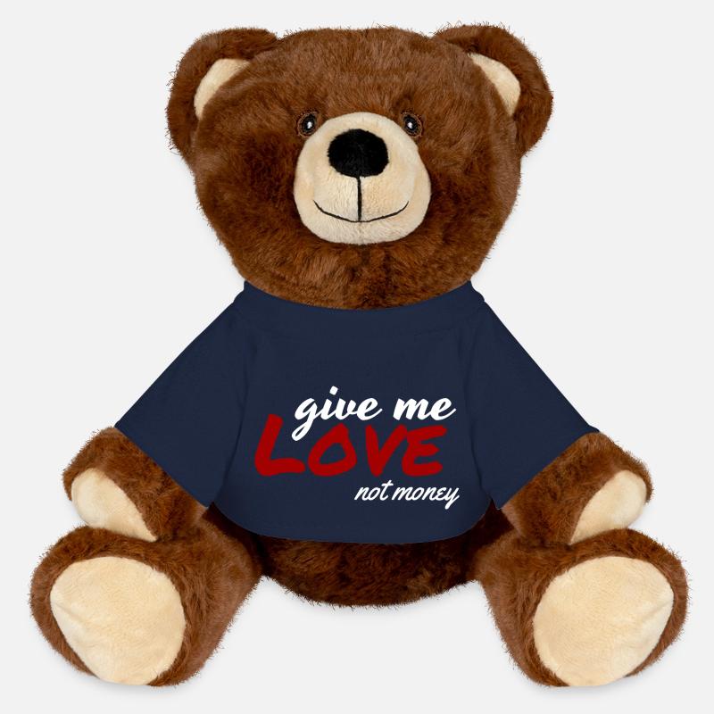 Donne-moi de l’amour, pas de l’argent - Nounours RecycelBär® marron - bleu marine