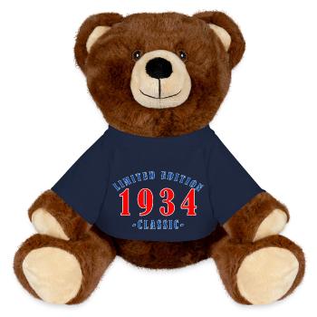 1934 Year of birth - MiniFeet® RecycelBär® Teddy Bear Brown - french navy - Front
