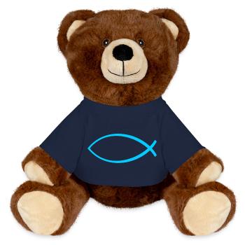 Ichtus Fisch hellblau - MiniFeet® RecycelBär® Braun - French Navy - Vorne