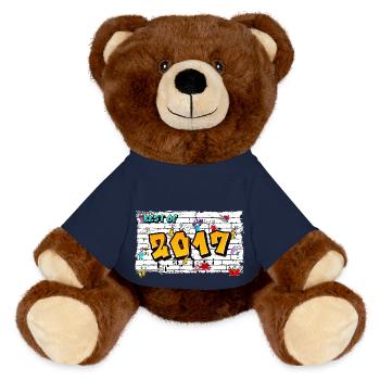 Street Pulse 2017 Graffiti – 8 Years of Rebel - MiniFeet® RecycelBär® Teddy Bear Brown - french navy - Front