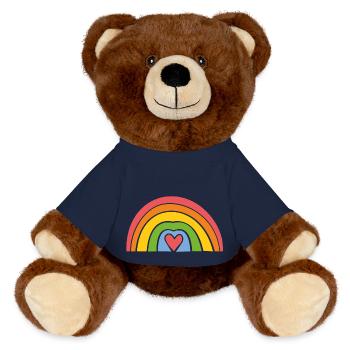 Regenbogen mit Herz - MiniFeet® RecycelBär® Braun - French Navy - Vorne