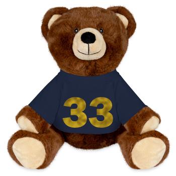 Anniversaire 33 ans - Nounours RecycelBär® marron - bleu marine - Devant