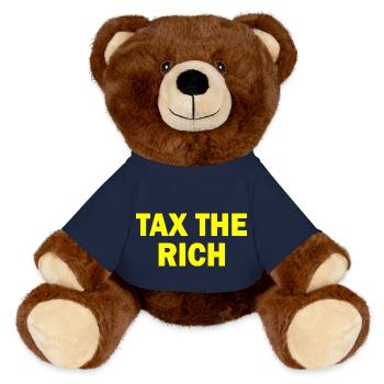 Tax the rich - MiniFeet® RecycelBär® Teddy Bear Brown - french navy - Front