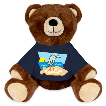 beach strand summer sommer vacation urlaub45 - MiniFeet® RecycelBär® Teddy Bear Brown - french navy - Front