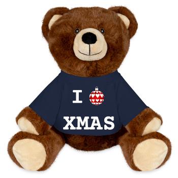 I Love Xmas | XMAS - Nounours RecycelBär® marron - bleu marine - Devant