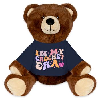In My Crochet Era Funny Crocheting Funny Crocheter - MiniFeet® RecycelBär® Teddy Bear Brown - french navy - Front
