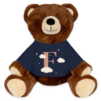 Buchstabe f bewölkt Sterne - MiniFeet® RecycelBär® Braun - French Navy - Vorne