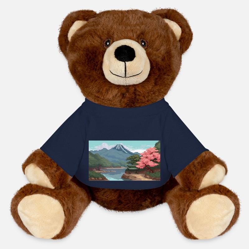 Miho No, Matsubara, Japan - Pixel Art - MiniFeet® RecycelBär® Teddy Bear Brown - french navy