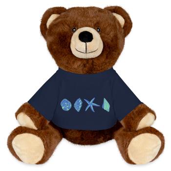 Coquillages bleu - animal marin - Nounours RecycelBär® marron - bleu marine - Devant