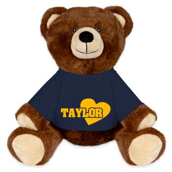 Taylor as gold - MiniFeet® RecycelBär® Teddy Bear Brown - french navy - Front