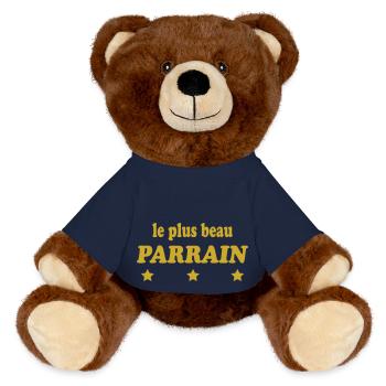 The most beautiful GODFATHER - MiniFeet® RecycelBär® Teddy Bear Brown - french navy - Front