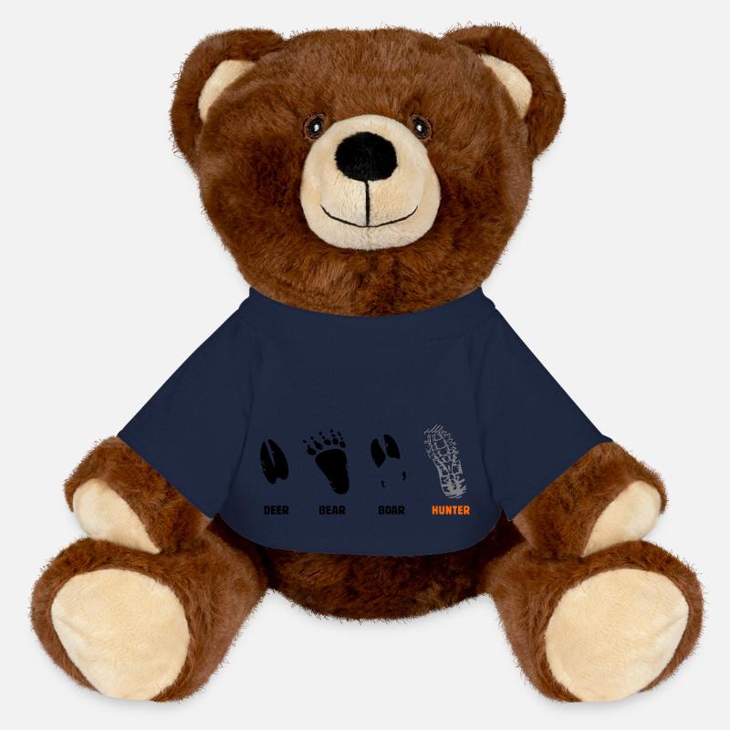 Deer, bear, wild boar, hunter, step seal - MiniFeet® RecycelBär® Teddy Bear Brown - french navy