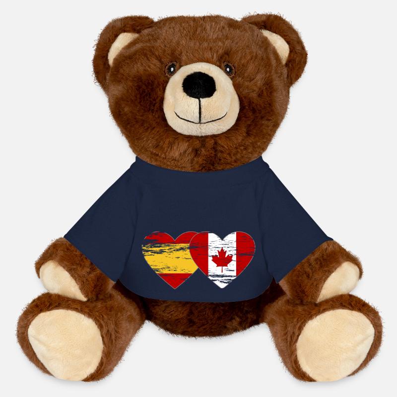 Spanien Canada flag hjerte brugt - MiniFeet® RecycelBär® i brun - navy