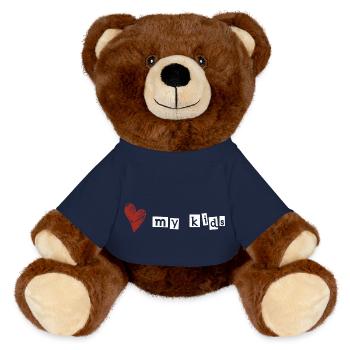Love my kids - MiniFeet® RecycelBär® Teddy Bear Brown - french navy - Front