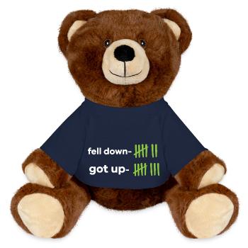 Fell Down Got Up Motivational Quote Life Wisdom - MiniFeet® RecycelBär® Teddy Bear Brown - french navy - Front