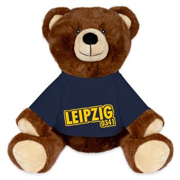 Leipzig - 0341 - Area Code - Saxony - MiniFeet® RecycelBär® Teddy Bear Brown - french navy - Front