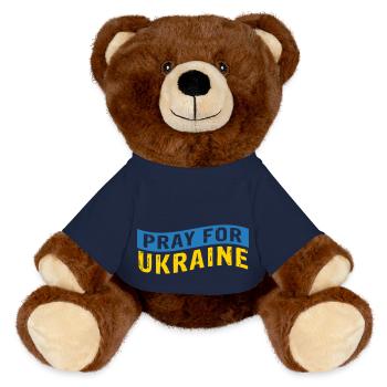 Pray for Ukraine - MiniFeet® RecycelBär® Braun - French Navy - Vorne