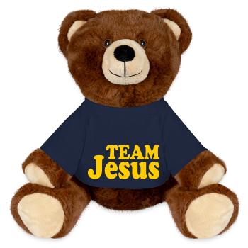 Team jesus - MiniFeet® RecycelBär® Teddy Bear Brown - french navy - Front