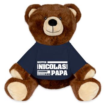 Vorname Nicolas - MiniFeet® RecycelBär® Braun - French Navy - Vorne