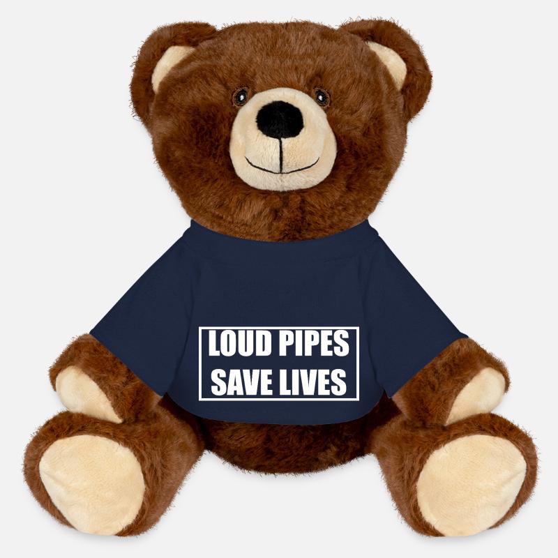 LOUD PIPES SAVE LIVES - MiniFeet® RecycelBär® Teddy Bear Brown - french navy