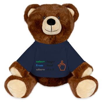 Funny SQL Query: 8-Bit Middle Finger for Geeks - MiniFeet® RecycelBär® Teddy Bear Brown - french navy - Front