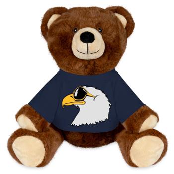 Drôle oiseau cool lunettes de soleil d'aigle - Nounours RecycelBär® marron - bleu marine - Devant