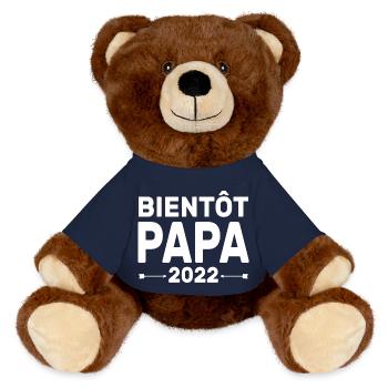 Bientôt Papa 2022 Annonce De Grossesse Pour Papa - Nounours RecycelBär® marron - bleu marine - Devant