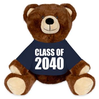 Class of 2040 - MiniFeet® RecycelBär® Teddy Bear Brown - french navy - Front