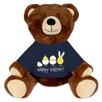 Joyeuses Pâques Poussin Oeuf Oeuf de Pâques - Nounours RecycelBär® marron - bleu marine - Devant