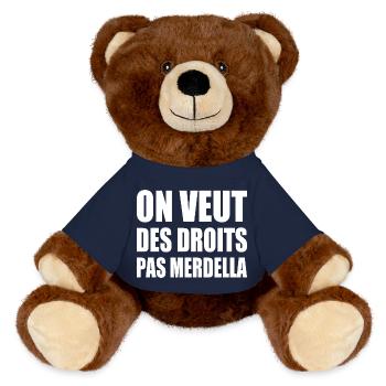 on veut des droits pas merdella - Nounours RecycelBär® marron - bleu marine - Devant